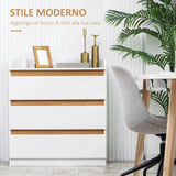 easycomfort easycomfort cassettiera 3 cassetti in legno mdf e truciolato per camera da letto e soggiorno 80x40x86 cm bianco