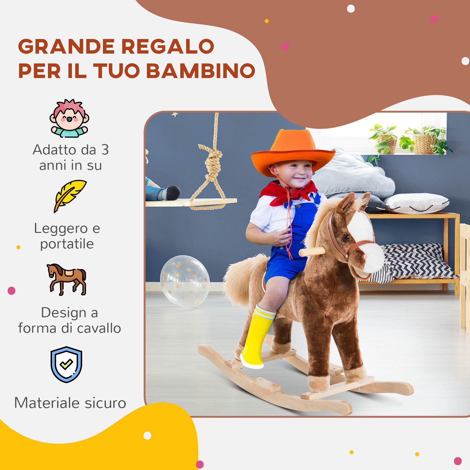 Cavallo giocattolo di peluche