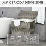 easycomfort easycomfort cesto portabiancheria a 2 sezioni e capacita 100l con sacca interna removibile 56 5x33x61 cm grigio