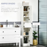 easycomfort easycomfort colonna bagno con cassetto e 2 armadietti bianco lucido 30x28x170cm