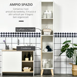 easycomfort easycomfort colonna bagno in legno con 2 mensole e armadietto mobiletto multiuso 31x30x177 cm