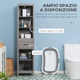 easycomfort easycomfort colonna bagno in truciolato con 5 ripiani aperti e un cassetto 42x30x170 cm grigio