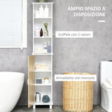 easycomfort easycomfort colonna bagno salvaspazio con 3 vani aperti e armadietto in legno 33 5x29x169cm bianco e marrone chiaro