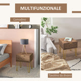 easycomfort easycomfort comodini moderni set 2 pezzi in truciolato e acciaio con cassetto 39 5x41x49 cm marrone