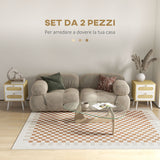 easycomfort easycomfort comodino con cassetti set 2 pezzi in truciolato e mdf in stile boho 40x40x55 cm rovere e bianco