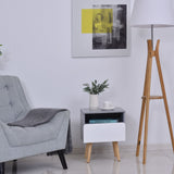 easycomfort easycomfort comodino in legno mdf grigio e bianco con 1 cassetto e gambe in legno di pino 40x34 3x50cm ean 8054111844741