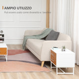easycomfort easycomfort comodino moderno a 2 cassetti in metallo e legno 40x39x48cm marrone e bianco