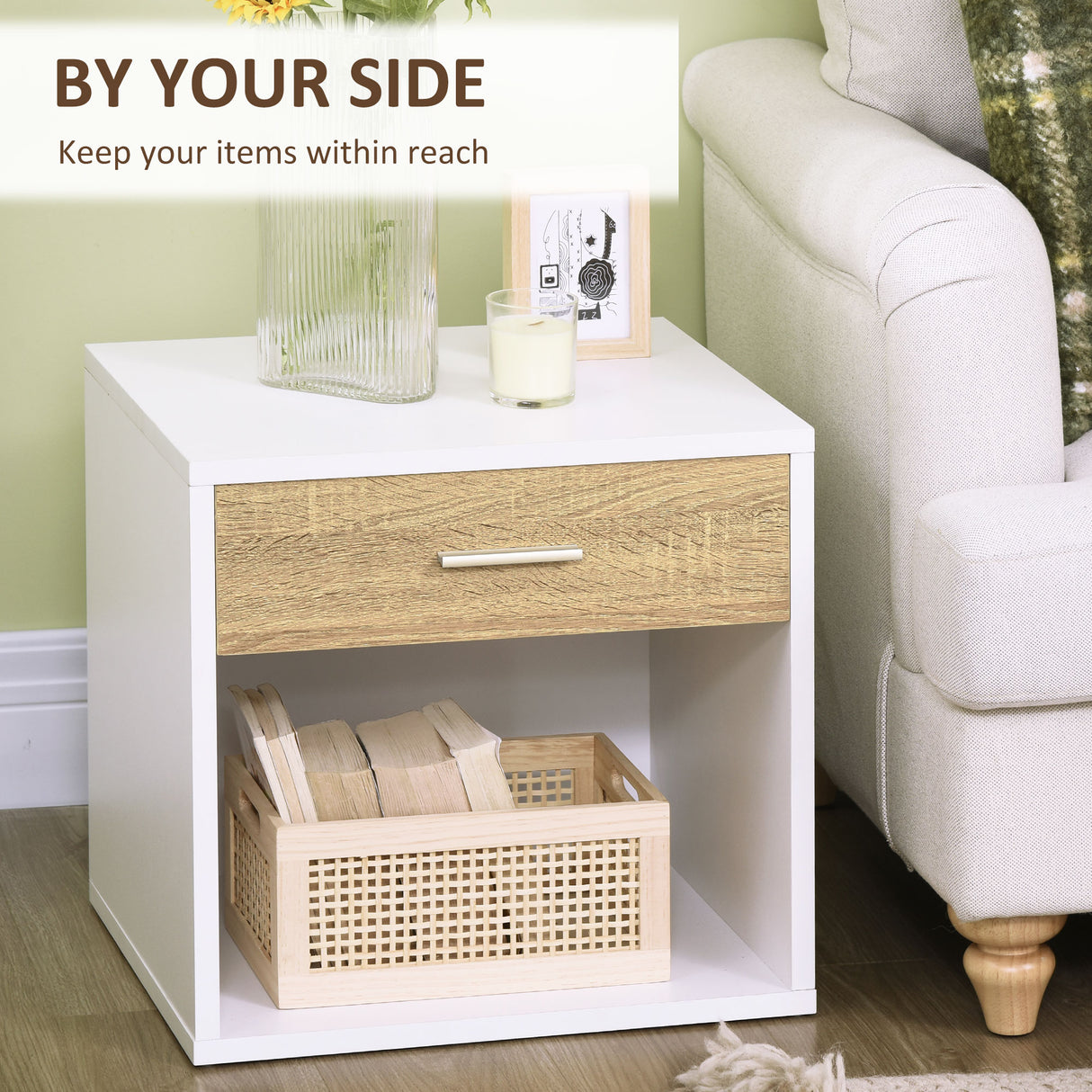 easycomfort easycomfort comodino moderno con cassetto e ripiano aperto set 2 pezzi in truciolato per camera da letto e soggiorno 47 5x40x45 cm