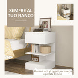 easycomfort easycomfort comodino moderno in truciolato e mdf con un cassetto e 2 ripiani 39x39x65 cm bianco