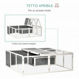 easycomfort easycomfort conigliera da esterno e interno con tetto apribile gabbia per 2 4 conigli in legno e metallo grigia