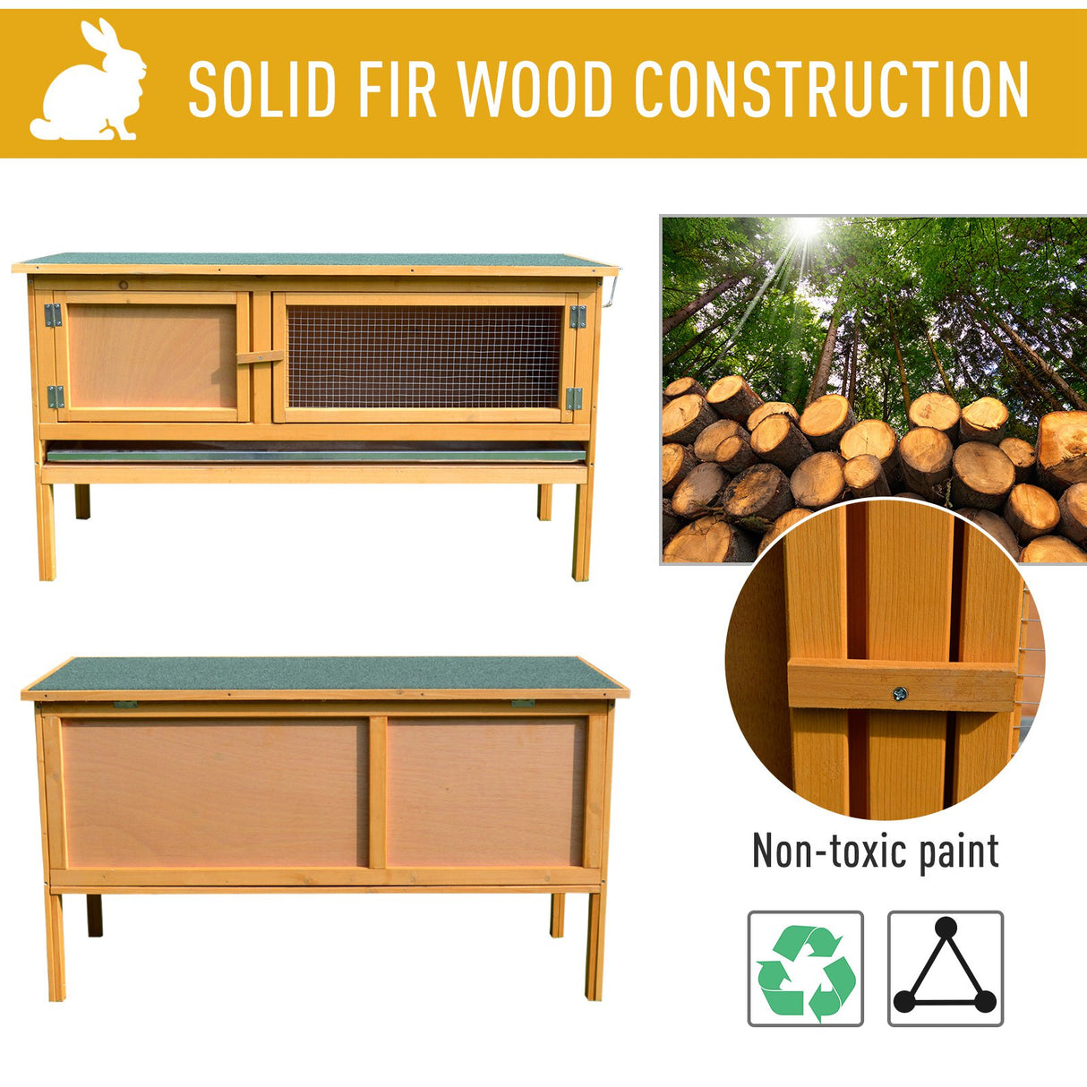 easycomfort easycomfort conigliera gabbia per conigli tetto impermeabile e vassoio estrabile115x44 3x65cm ean 8054144137230