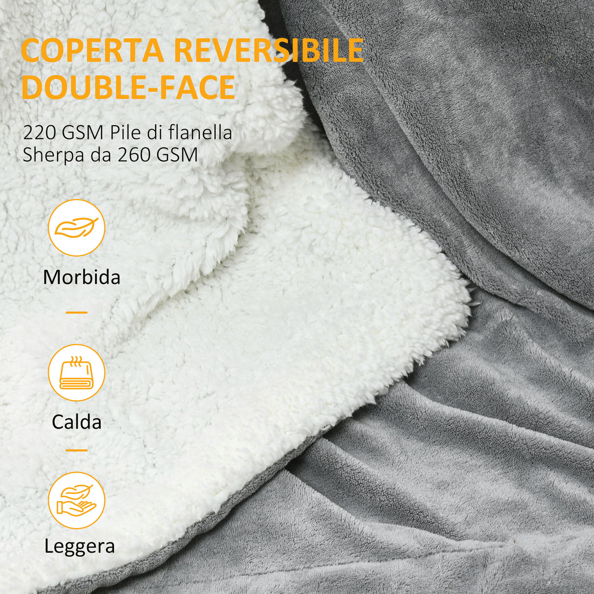 easycomfort easycomfort coperta double face in flanella 220 gsm e sherpa 260 gsm per interno ed esterno 203x152x0 5 cm grigio