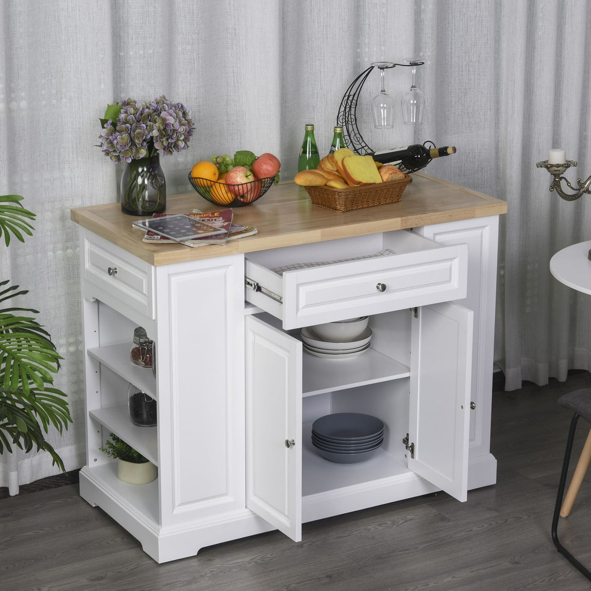 easycomfort easycomfort credenza isola da cucina in legno bianco con 3 cassetti e 1 armadietto ean 8054144138688