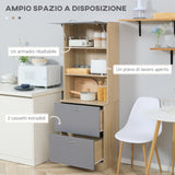 easycomfort easycomfort credenza moderna per cucina con 2 cassetti e armadietto madia in legno 60x38x168cm grigio