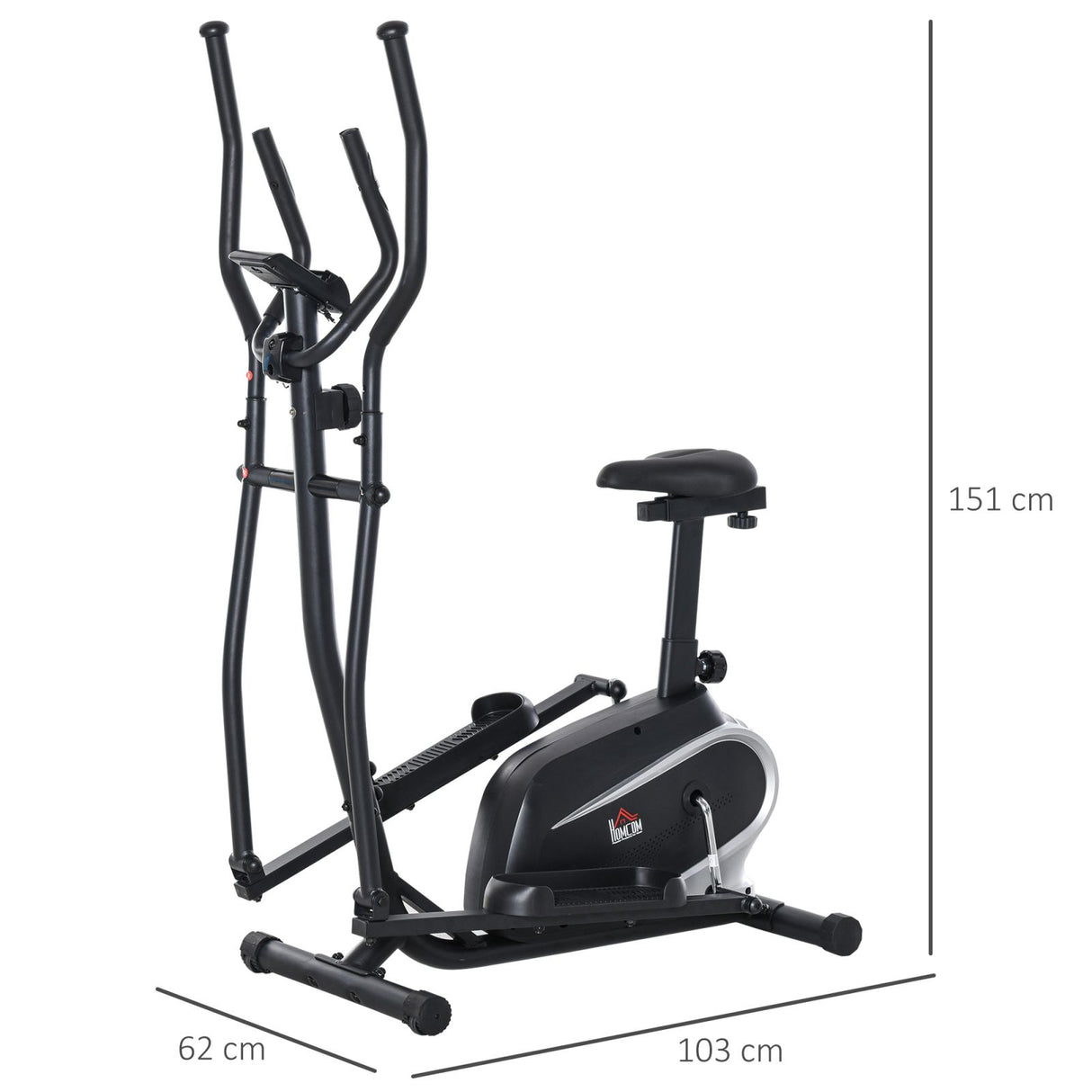 easycomfort easycomfort cyclette bici ellittica magnetica con schermo lcd 8 livelli di resistenza e sedile regolabile 103x62x151cm nero ean 8054144136714
