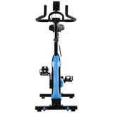 easycomfort easycomfort cyclette con trasmissione a cinghia bicicletta da allenamento con manubrio sellino regolabili schermo lcd fino a 120kg nero e azzurro ean 8055776910253