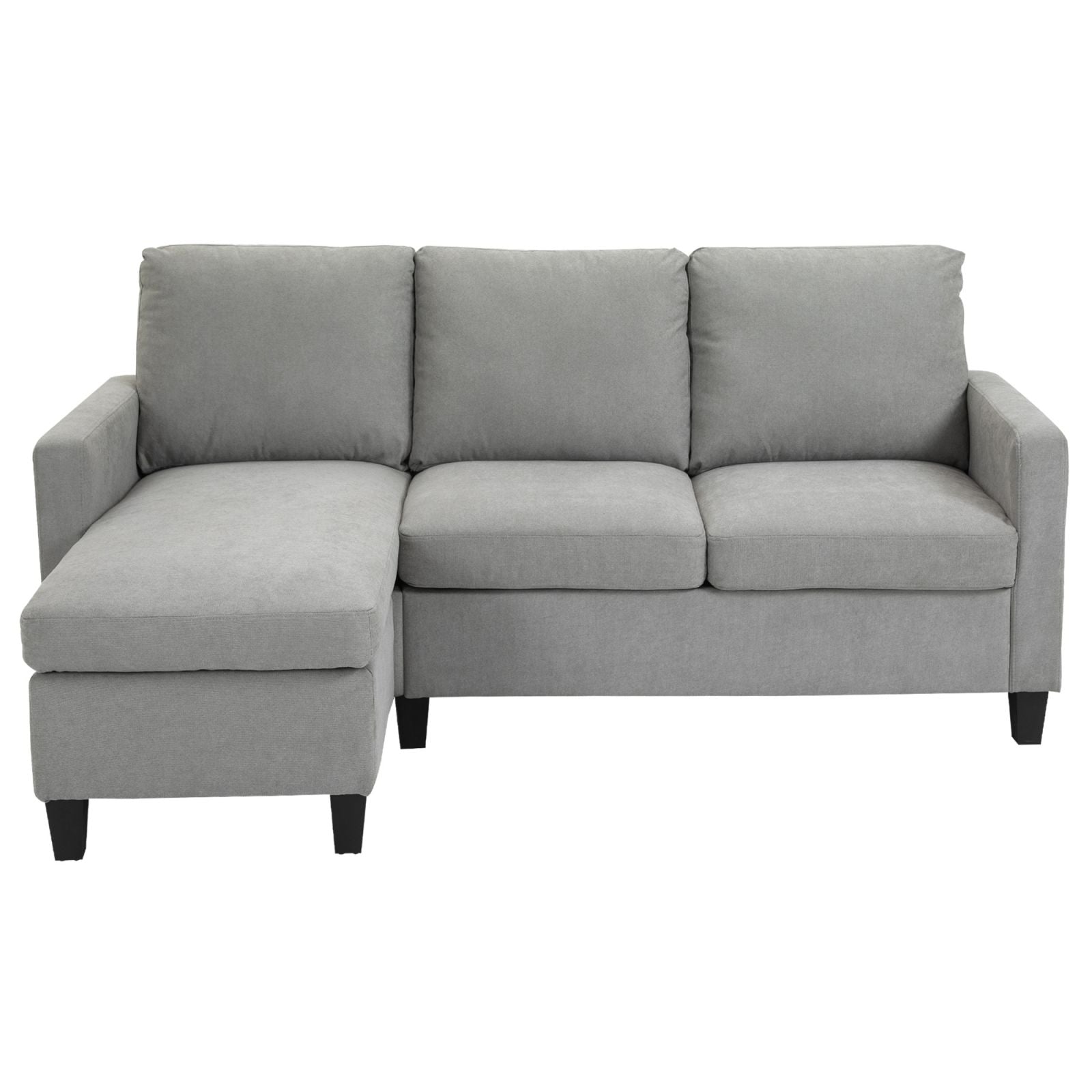 EASYCOMFORT Divano Angolare 3 Posti in Tessuto con Poggiatesta Regolabili,  249.5x162.5x95cm, Grigio Scuro