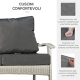 easycomfort easycomfort divano da esterno 2 posti in rattan pe panchina da giardino con cuscini e braccioli 120x63x77cm bianco ean 8055776911304
