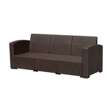 easycomfort easycomfort divano da esterno a 3 posti in pe rattan con cuscini marrone 199x71x75cm ean 8055776914978