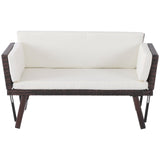 easycomfort easycomfort divano da giardino 2 posti trasformabile in lettino in pe rattan bianco 129x66x67cm ean 8054144135274