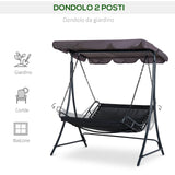 easycomfort easycomfort dondolo 2 posti da giardino e terrazzo con seduta inclinata e tettuccio parasole poliestere nero 160x117x173cm ean 8055776913018