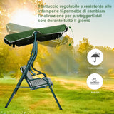 easycomfort easycomfort dondolo 3 posti in acciaio con tettuccio e imbottitura in tessuto a righe bianco e verde ean 8054144132563