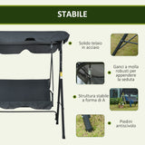 easycomfort easycomfort dondolo da giardino 3 posti con tettuccio parasole regolabile e cuscini 172lx120x153cm grigio