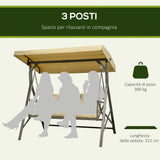 easycomfort easycomfort dondolo da giardino 3 posti in acciaio e poliestere con tetto inclinabile e cuscini 190x120x178 cm