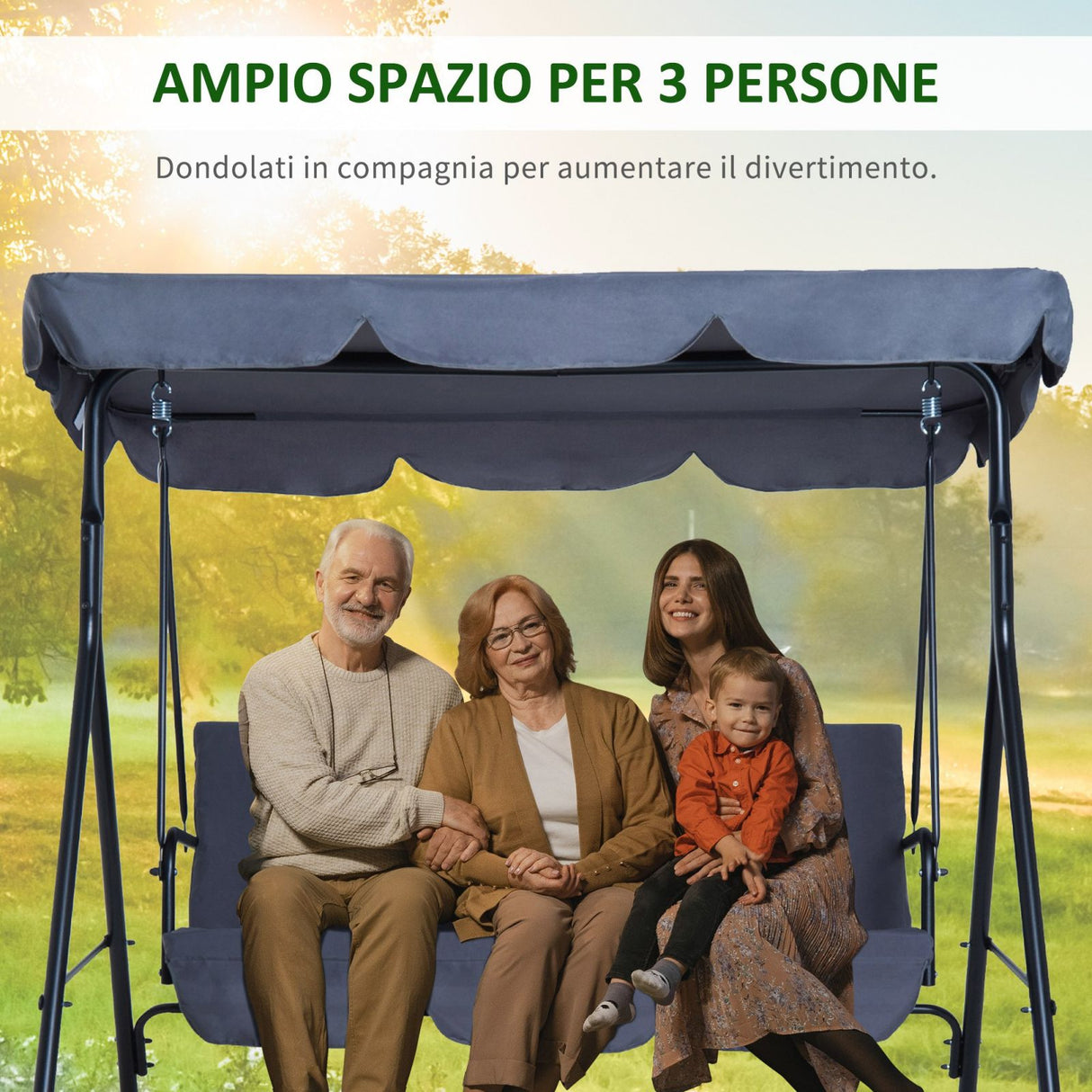 easycomfort easycomfort dondolo da giardino con tettuccio parasole inclinabile in tessuto di poliestere grigio ean 8054111848824