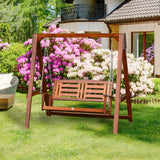 easycomfort easycomfort dondolo da giardino in legno a 2 posti con catene in metallo arredamento da esterno color teak 160x121x165cm