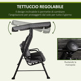 easycomfort easycomfort dondolo da giardino per 3 persone con tettuccio regolabile e cuscini 200x120x170cm nero