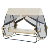 easycomfort easycomfort dondolo letto 3 posti ribaltabile esterno con zanzariera caffe chiaro