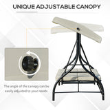 easycomfort easycomfort dondolo letto da giardino 3 posti con tettuccio regolabile metallo e poliestere beige