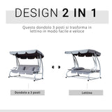 easycomfort easycomfort dondolo reclinabile 3 posti con tetto in poliestere grigio