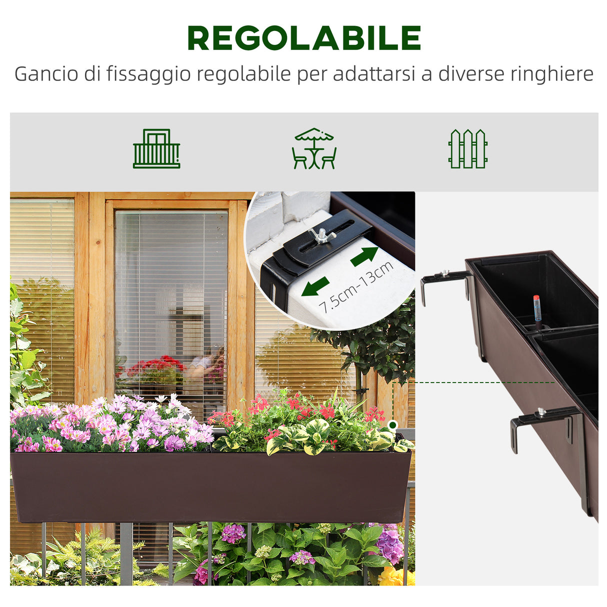 easycomfort easycomfort fioriera da balcone auto irrigante con gancio per ringhiera regolabile e indicatore acqua
