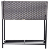 easycomfort easycomfort fioriera effetto vimini con ripiano grigio 70cm x 30cm x 72cm ean 8054144132303