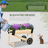 easycomfort easycomfort fioriera rialzata a 2 ruote da esterno in legno naturale per fiori e piante da giardino