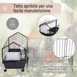 easycomfort easycomfort gabbia per conigli cincilla porcellini dindia e roditori per interni in metallo nero 88x128 5x56cm