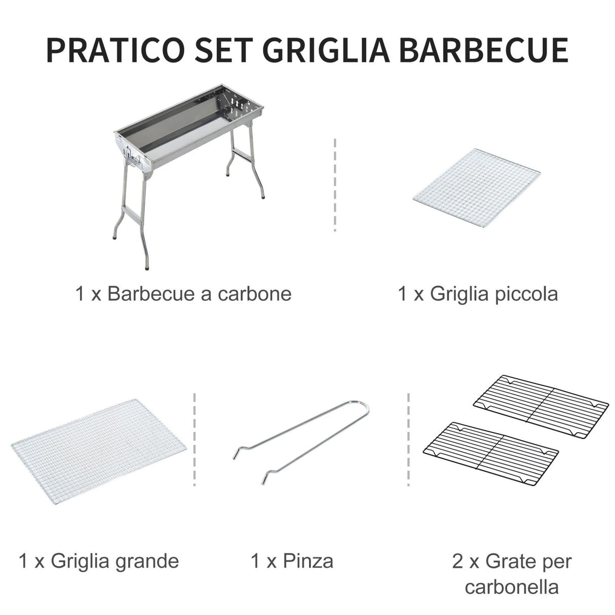 easycomfort easycomfort griglia barbecue portatile e pieghevole in acciaio inox 73x33x71cm ean 8054111848435