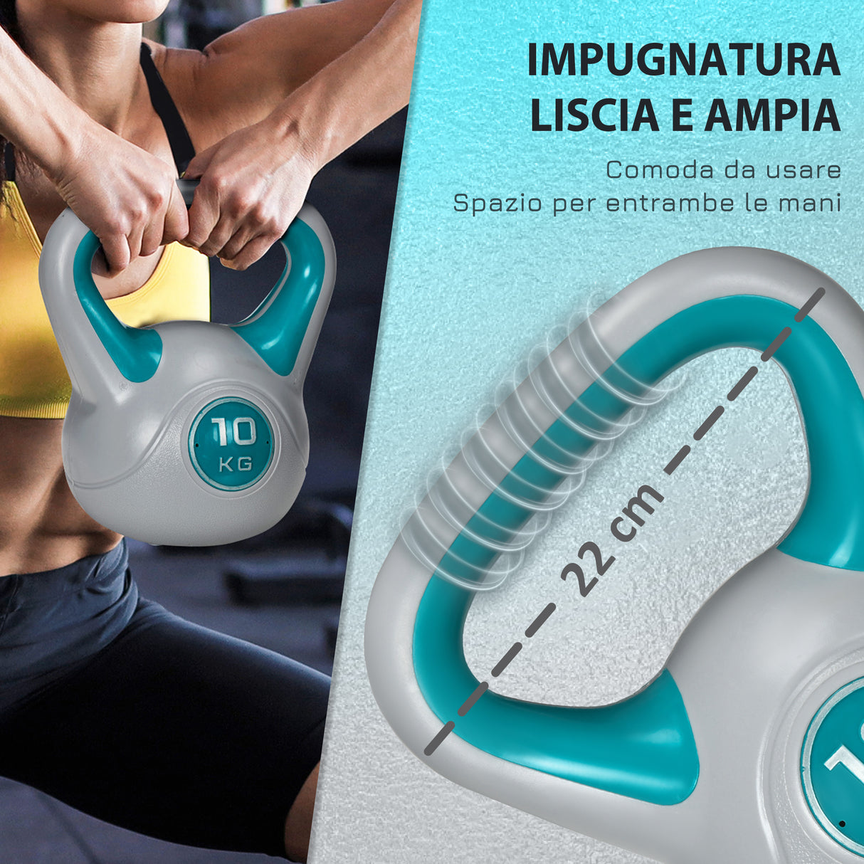 easycomfort easycomfort kettlebell 10kg in pu e sabbia con base piatta e impugnatura per stacchi squat e sollevamenti 22x16x26 cm verde scuro