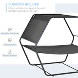 easycomfort easycomfort lettino prendisole reclinabile a 2 posti in acciaio con cuscino e tetto parasole 210x140x177 cm grigio