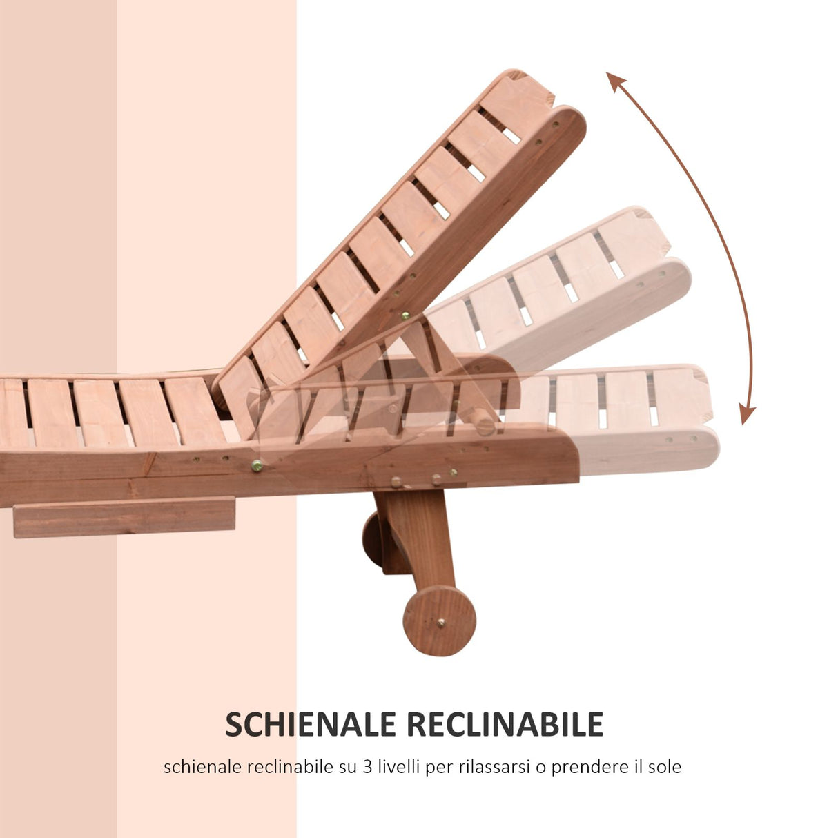 easycomfort easycomfort lettino prendisole sdraio in legno con ruote e vassoio estraibile 182l x 60p x 35acm ean 8055776910789