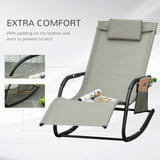 easycomfort easycomfort lettino sdraio a dondolo da giardino con poggiatesta e tasca laterale nero e grigio ean 8054144135120