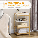 easycomfort easycomfort mobile con scaffali in bambu e mdf con vassoio removibile 42 8x33x70cm bianco e color legno