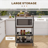 easycomfort easycomfort mobile cucina a 4 livelli con 6 ganci 2 vassoi e 4 ripiani rimovibili in mdf e acciaio 60x40x112 cm marrone