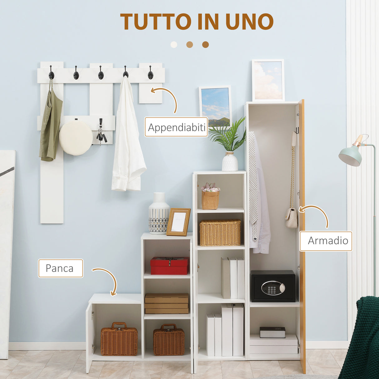easycomfort easycomfort mobile da ingresso con appendiabiti armadio a specchio scarpiera e panca per scarpe in truciolato e mdf