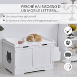 easycomfort easycomfort mobile lettiera per gatti a 2 ante con portaoggetti laterale 88 5x48x51 5cm bianco
