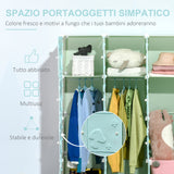 easycomfort easycomfort mobile scarpiera modulare salvaspazio a fungo 16 cubi in acciaio e pp 145x47x145 cm verde e blu