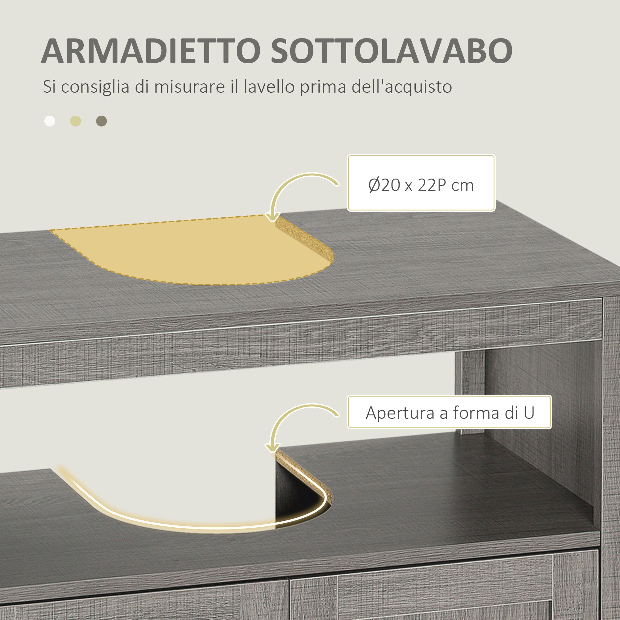 EASYCOMFORT Mobile Sottolavabo Bagno in Legno con Armadietto 2