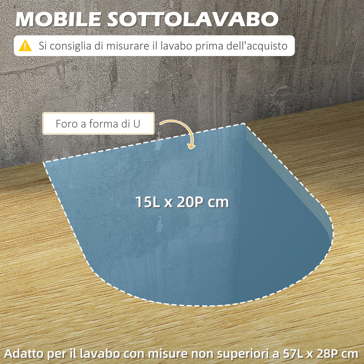 easycomfort easycomfort mobile sottolavabo in truciolato e mdf a 2 ante con ripiano interno regolabile 60x30x60 cm grigio